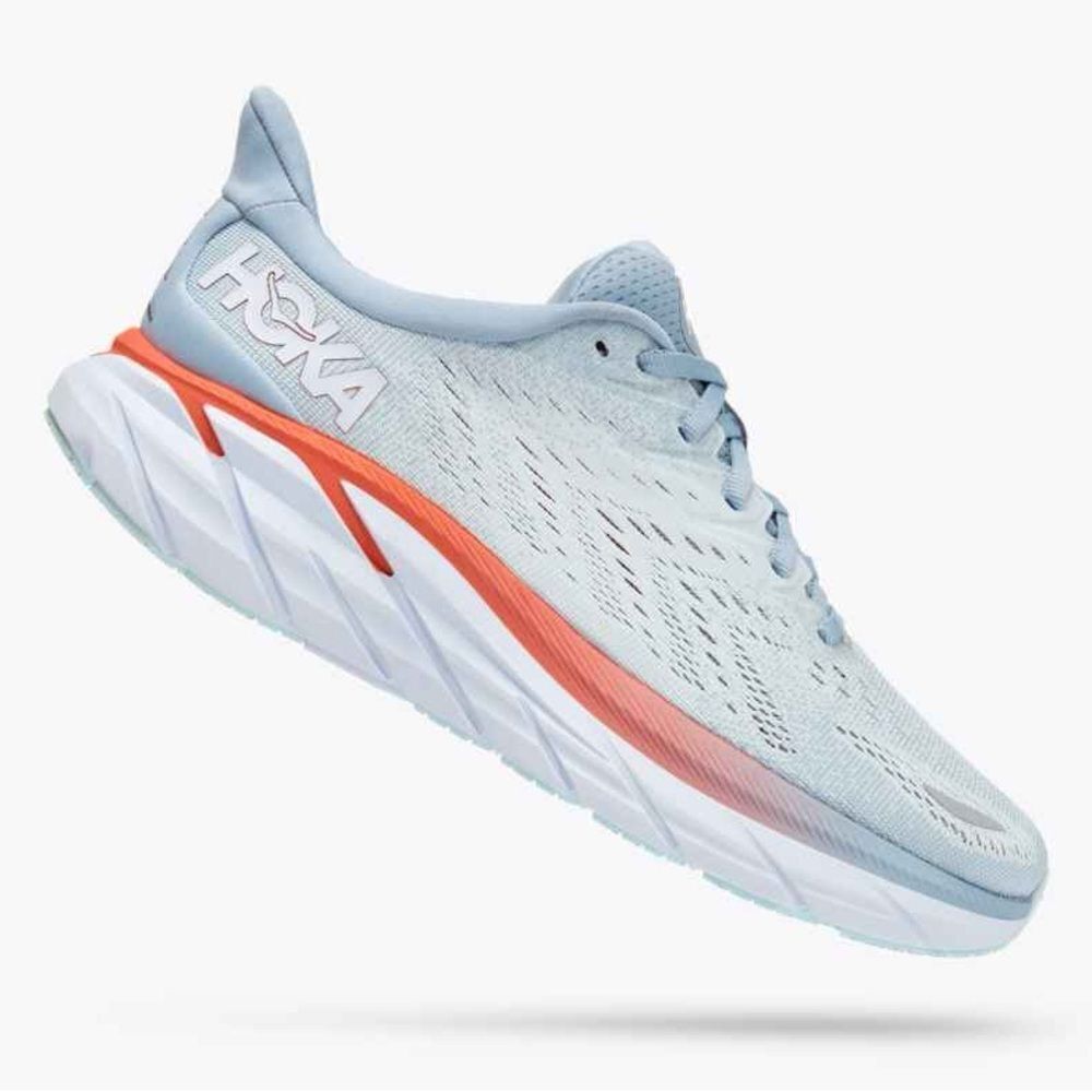 Hoka One One Women's Light Blue and Coral Athletic Shoes